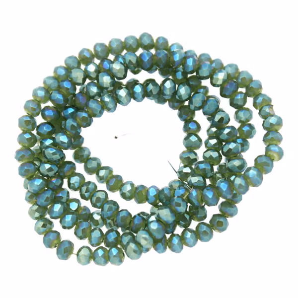 Olive Opal Blue Luster Facetterade Rondeller / Abacus 2x3mm ca175st