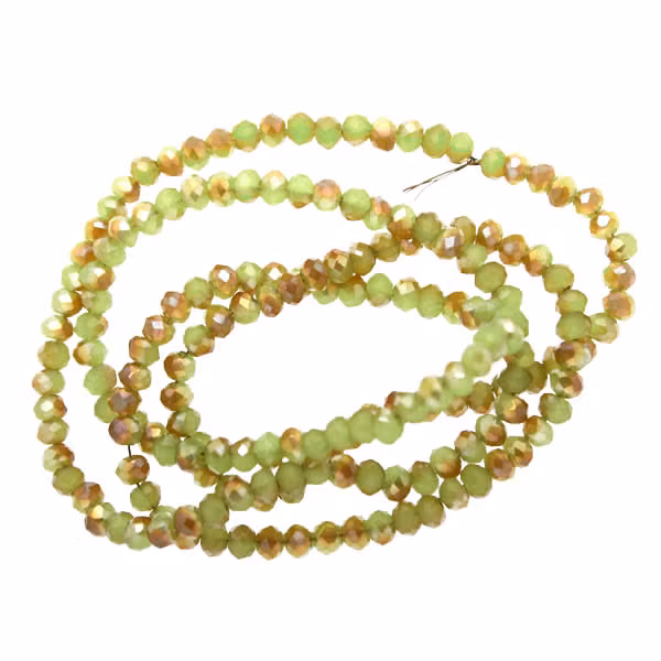 Olive Opal Half Copper Luster Facetterade Rondeller / Abacus 2x3mm ca175st