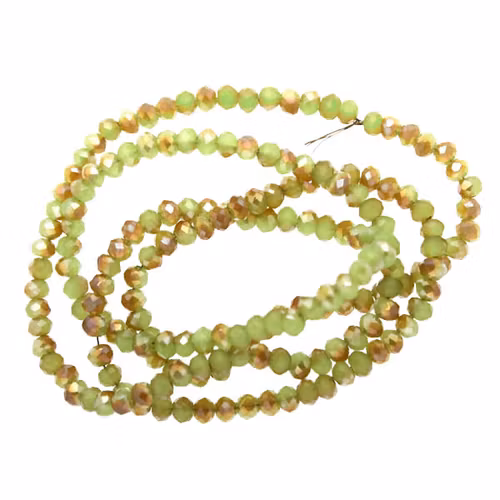 Olive Opal Half Copper Luster Facetterade Rondeller / Abacus 2x3mm ca175st