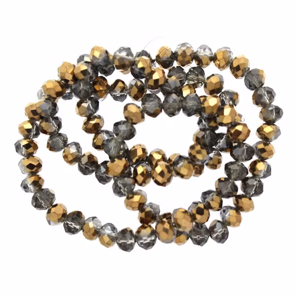 Crystal Half Metallic Bronze Facetterade Rondeller / Abacus 4x6mm ca95st