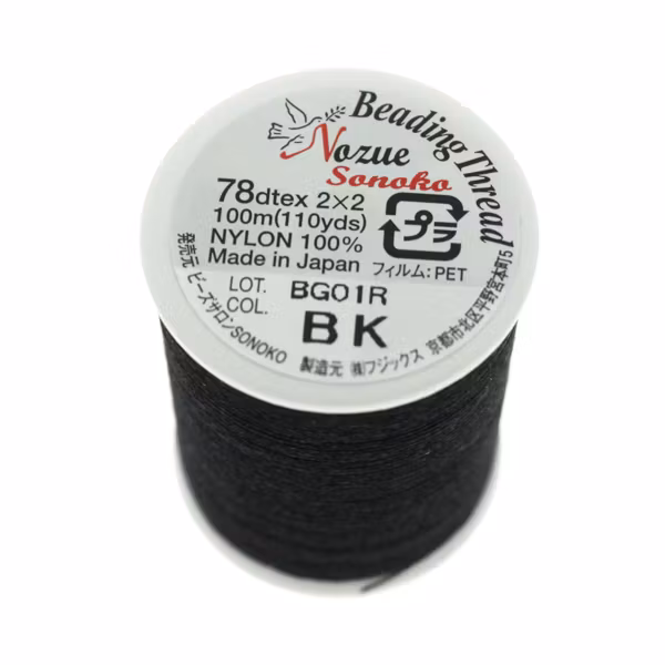 Black Nozue Sonoko Beading Thread 100m