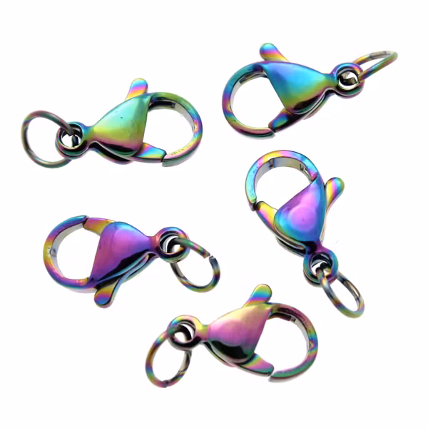Regnbågsfärgade 304 Rostfritt Stål Klolås 12mm 5st