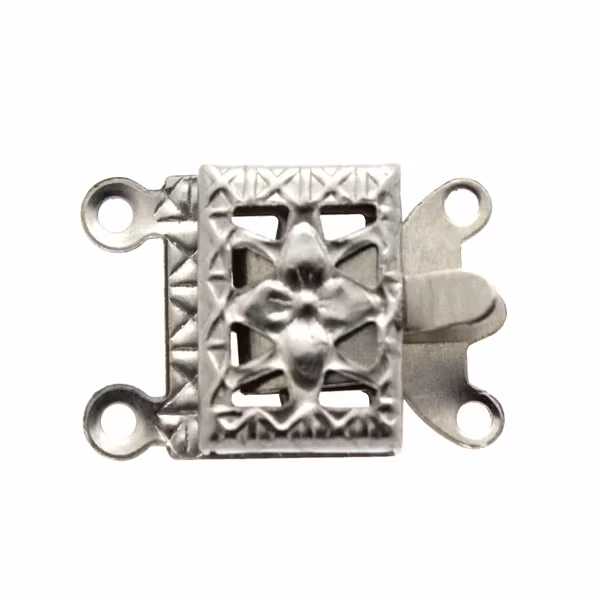 Boxlås 2/2 öglor Fyrkantig med blomma Mört Silverfärgad 304 Rostfritt Stål 10x15mm 1st