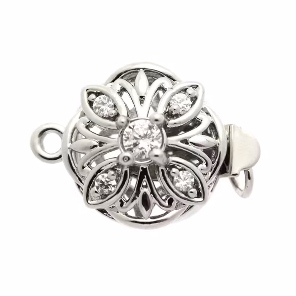 Boxlås Rund med Strassblomma Mörkt Silverfärgad 13x18mm 1st