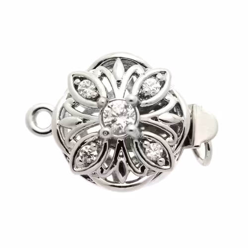 Boxlås Rund med Strassblomma Mörkt Silverfärgad 13x18mm 1st