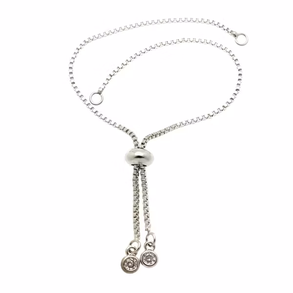 Mörkt Silverfärgad Förlängningskedja med stoppärla 10,5cm 1st