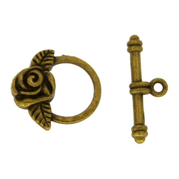 Bronsfärgat Togglelås Ros 17mm 1set