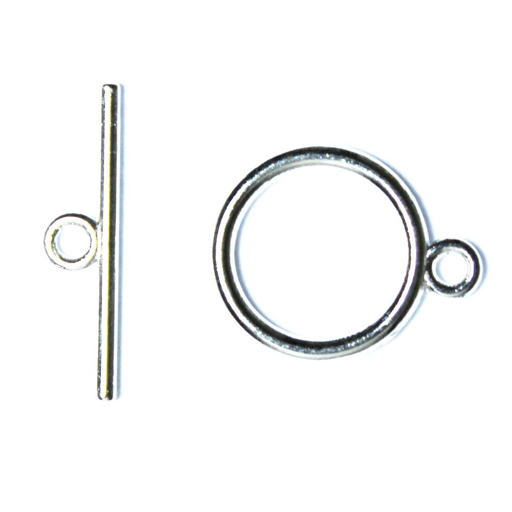 Silverfärgat Togglelås Slät 15mm 1set
