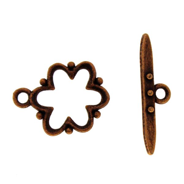 Kopparfärgat Togglelås Blomma 15mm 1set