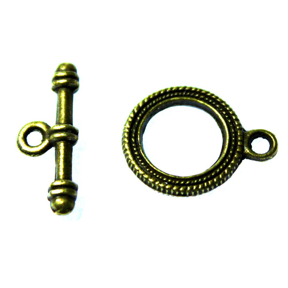 Bronsfärgat Togglelås Mönstrat 18mm 1set