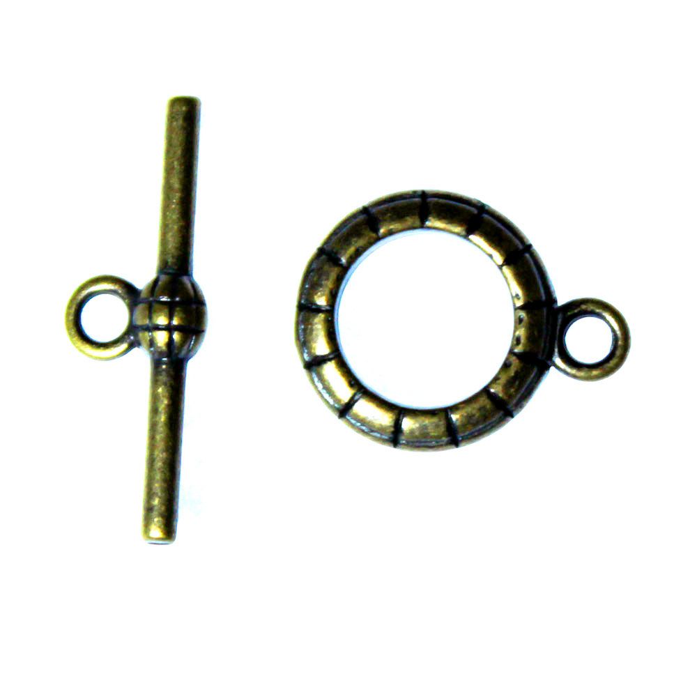 Bronsfärgat Togglelås Randig 14mm 1set