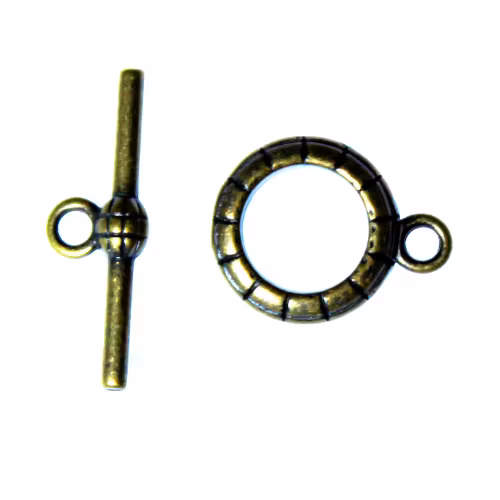 Bronsfärgat Togglelås Randig 14mm 1set
