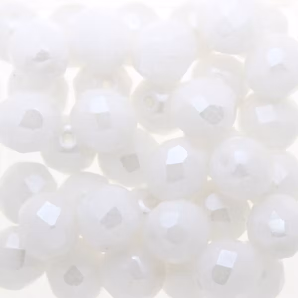 Opaque White Shimmer Fire Polish 8mm 25st
