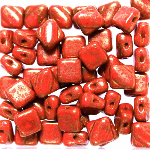 Opaque Red Copper Picasso Silky Beads 10g