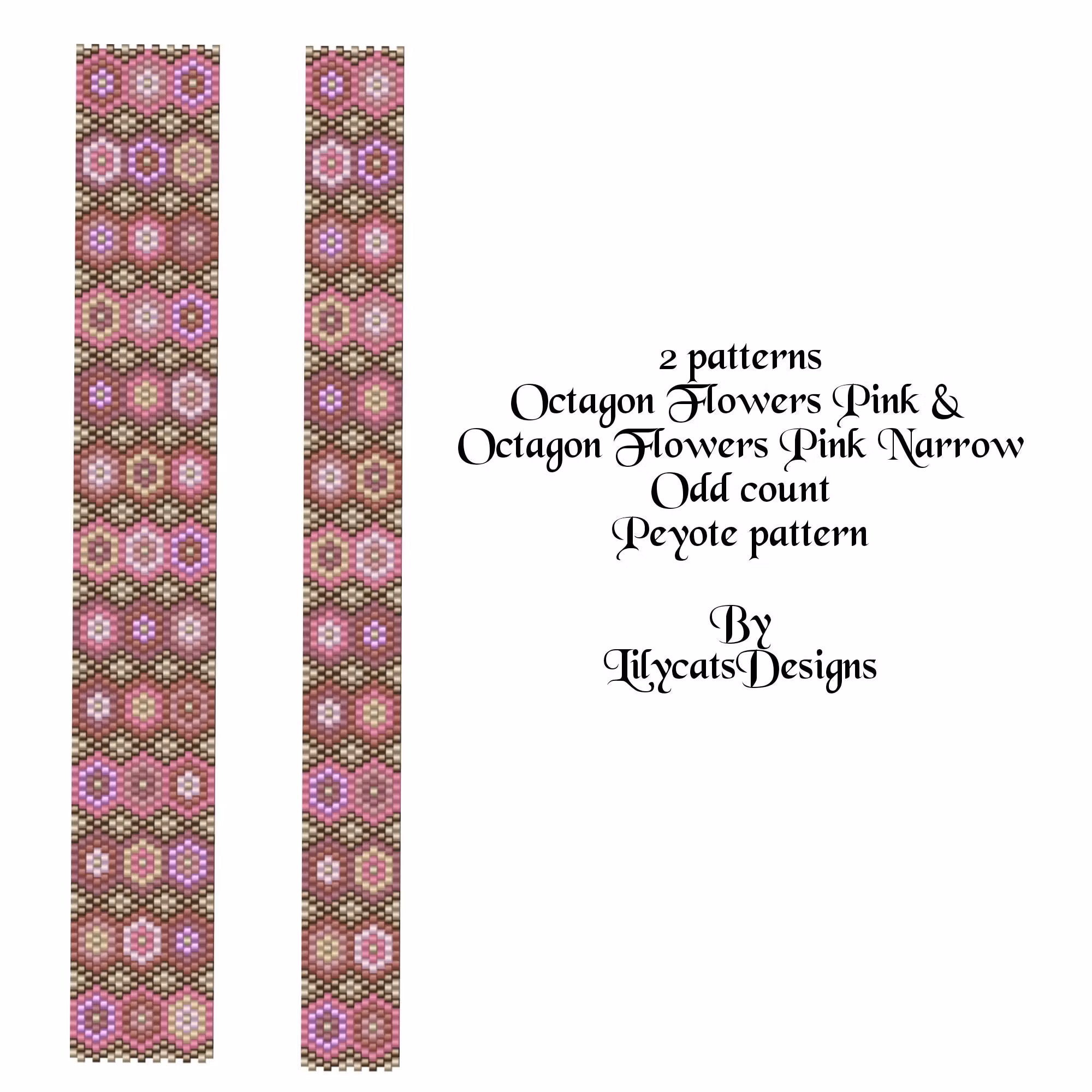 Octagon Flowers Pink & Octagon Flowers Pink Narrow Peyote Armband PDF