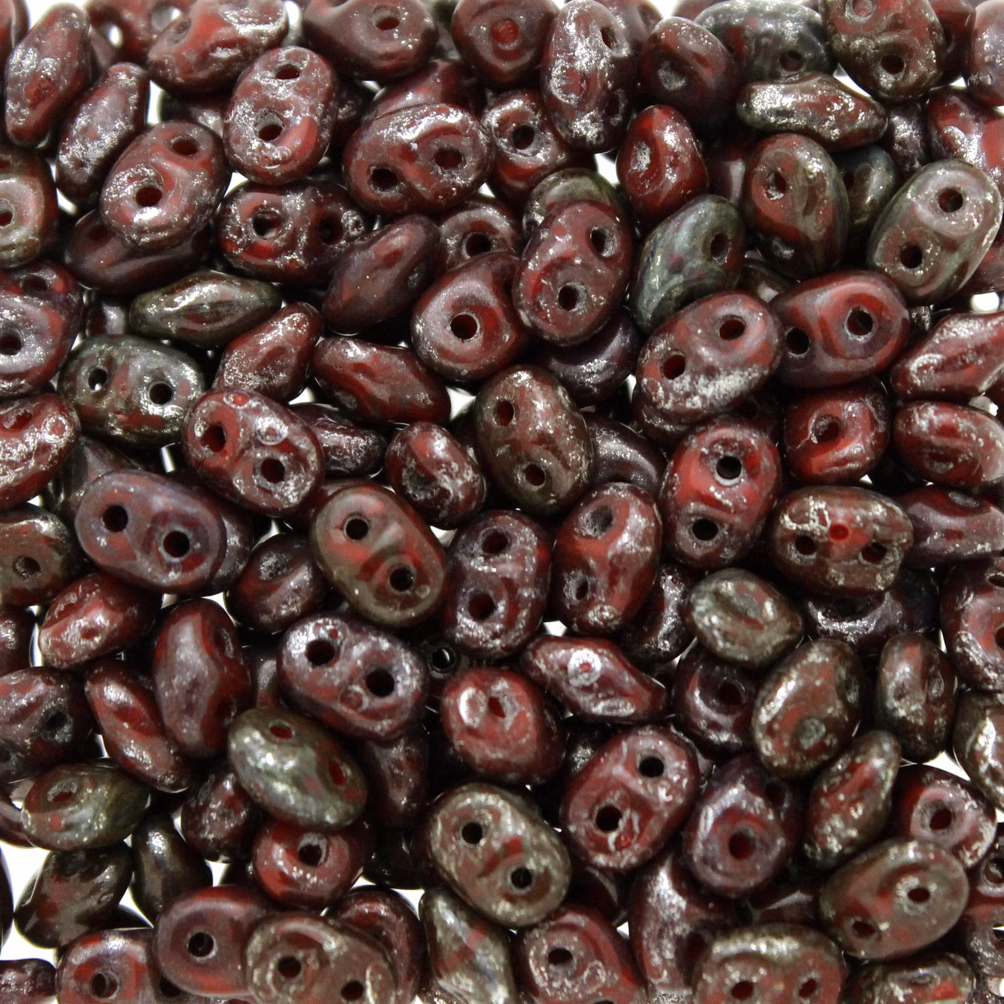 Opaque Red Picasso Superduo 10g