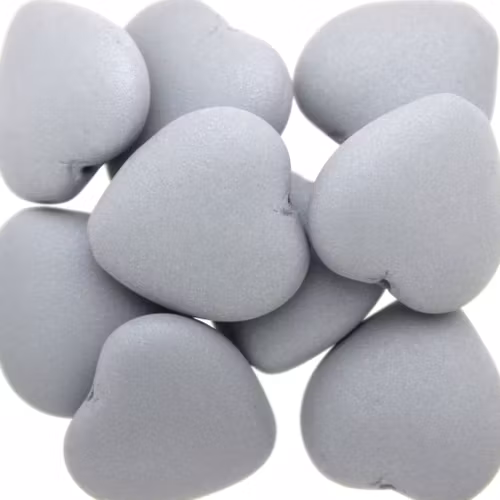 Vogue Mat Grey Medium Hearts 15x16mm 5st