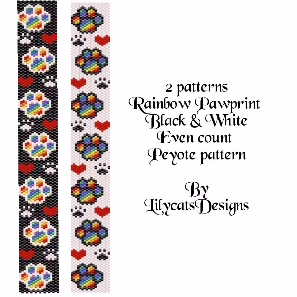 Rainbow Pawprint Black & White Armband PDF