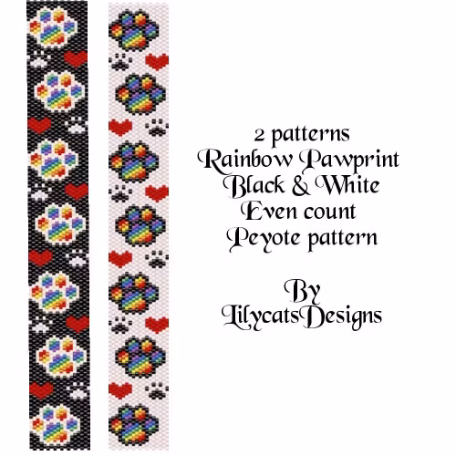 Rainbow Pawprint Black & White Armband PDF