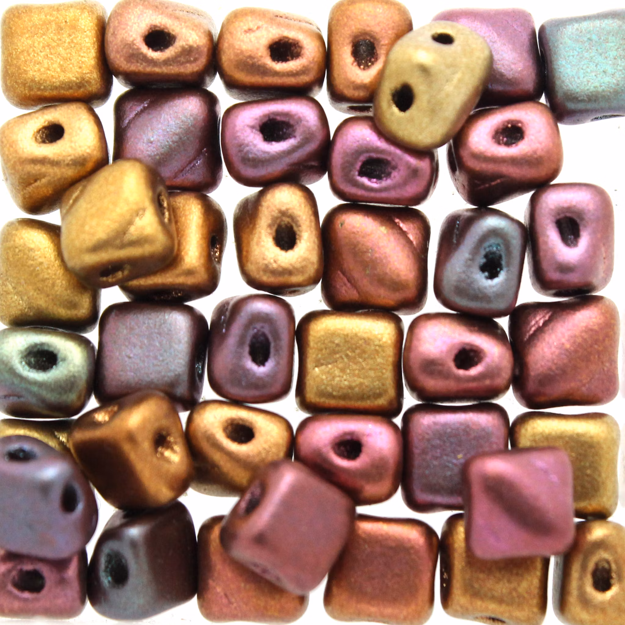 Gold Metallic Iris Silky Beads Mini 40st