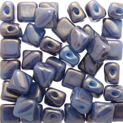 Opaque Turquoise Copper Picasso Silky Beads Mini 40st