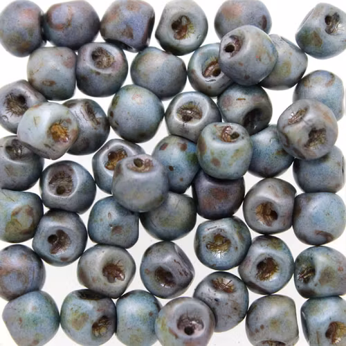 Alabaster Mat Mix Blue/Green Luster Mushroom 5x6mm 20st