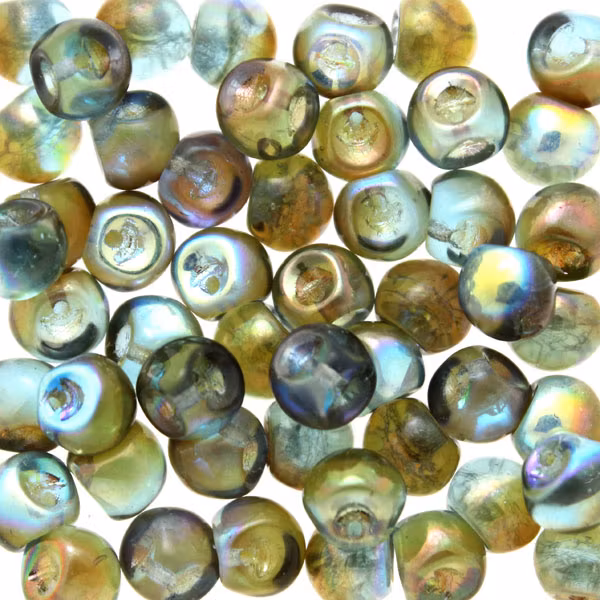 Aqua Orange Rainbow Mushroom 5x6mm 20st
