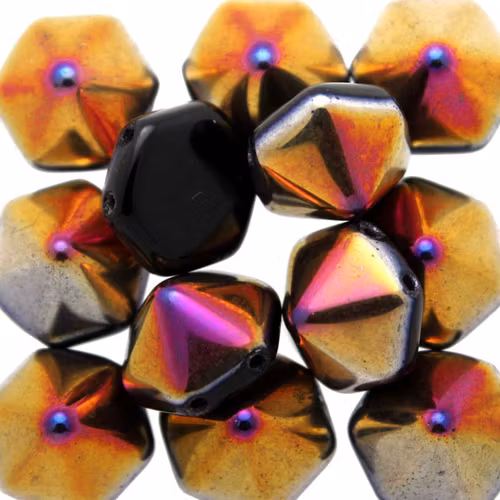 Jet Sliperit Pyramid Hexagon Beads 5st