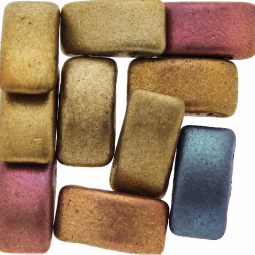 Gold Metallic Iris Carrier Beads 9x17mm 5st
