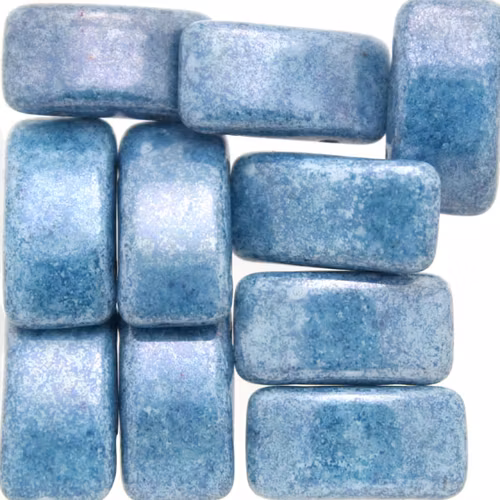 Opaque White Blue Luster Carrier Beads 9x17mm 5st