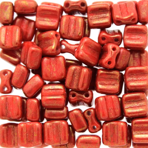 Opaque Red Copper Picasso Groovy Tile 5g