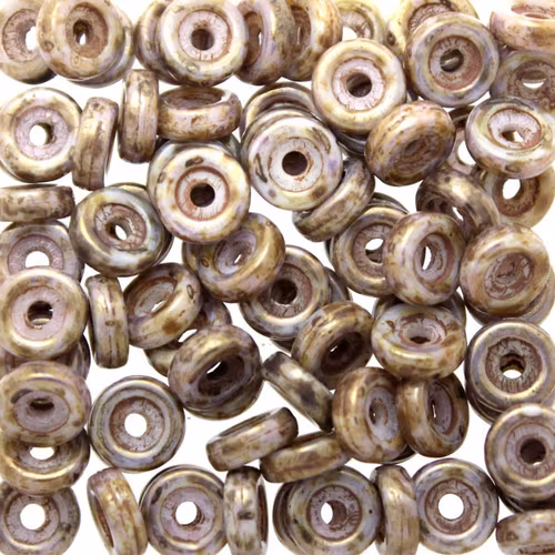 Opaque White Bronze Picasso Wheel 6mm 10g