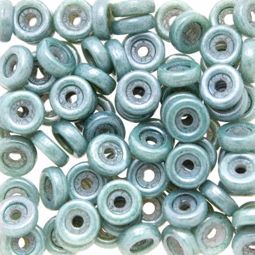 Opaque White Teal Luster Wheel 6mm 10g