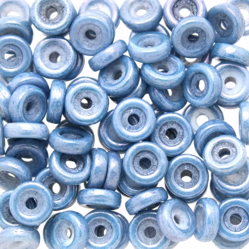 Opaque White Blue Luster Wheel 6mm 10g