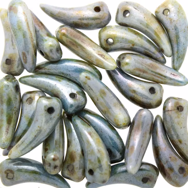 Alabaster Mix Blue/Green Luster Tooth 6x16mm 5g