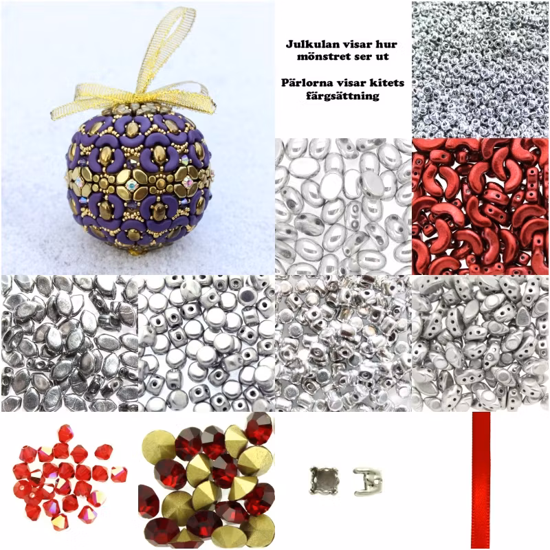 Röd/Silver Magie Julkula 2025 Kit (MÖNSTER INGÅR)