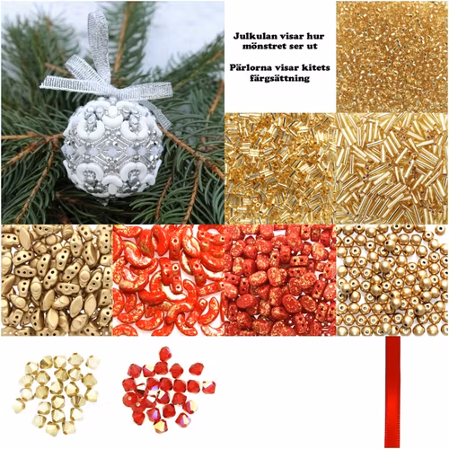 Röd/Guld Poésie Julkula 2025 Kit (MÖNSTER INGÅR)