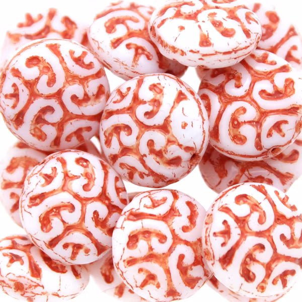 Opaque White Light Terracotta Cabochons 2-hole 13mm 3st