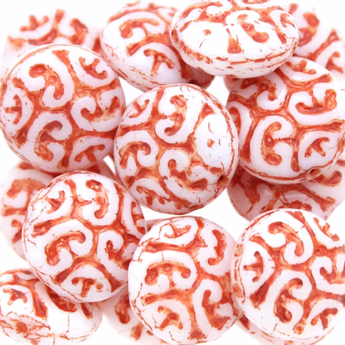 Opaque White Light Terracotta Cabochons 2-hole 13mm 3st