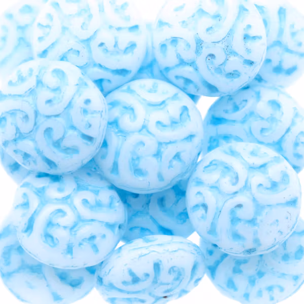 Opaque White Turquoise Cabochons 2-hole 13mm 3st