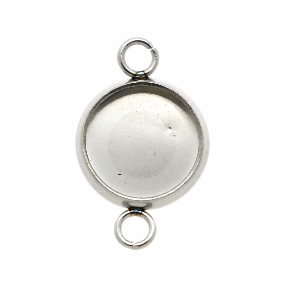 Mörkt Silverfärgad 304 Rostfritt Stål Länk till 8mm Cabochon 15,5x9,5mm 1st