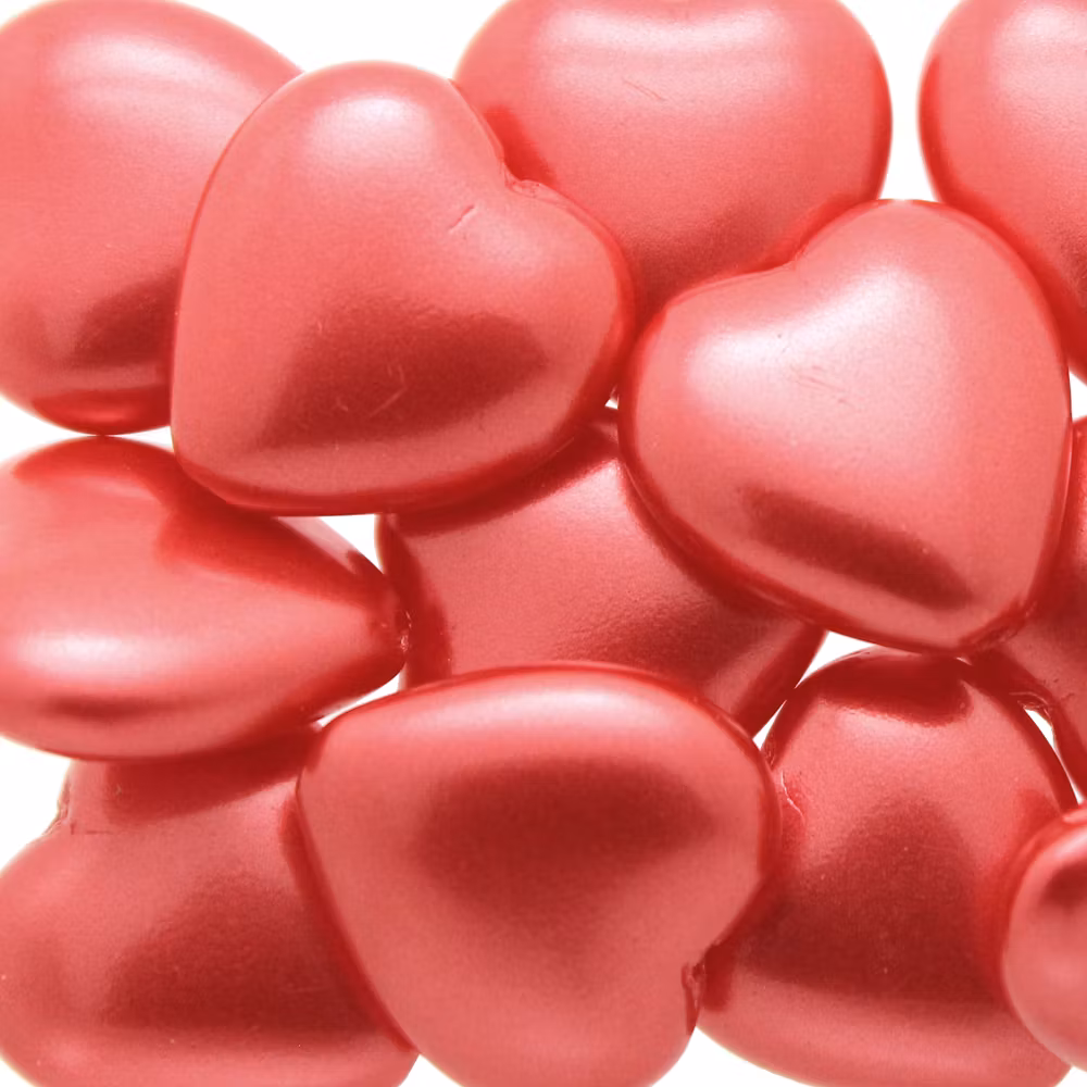 Alabaster Pastel Dark Coral Hearts 15x16mm 5st
