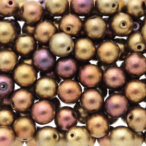 Gold Metallic Iris Runda/Druks 6mm 50st