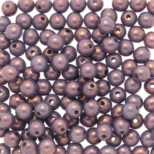 Opaque White Lila Vega Luster Runda/Druks 4mm 100st