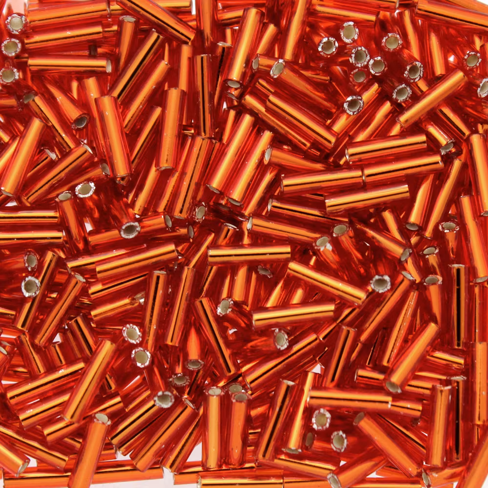 Silverlined Flame Red BGL2-0010 Miyuki Bugle Beads 6mm 10g