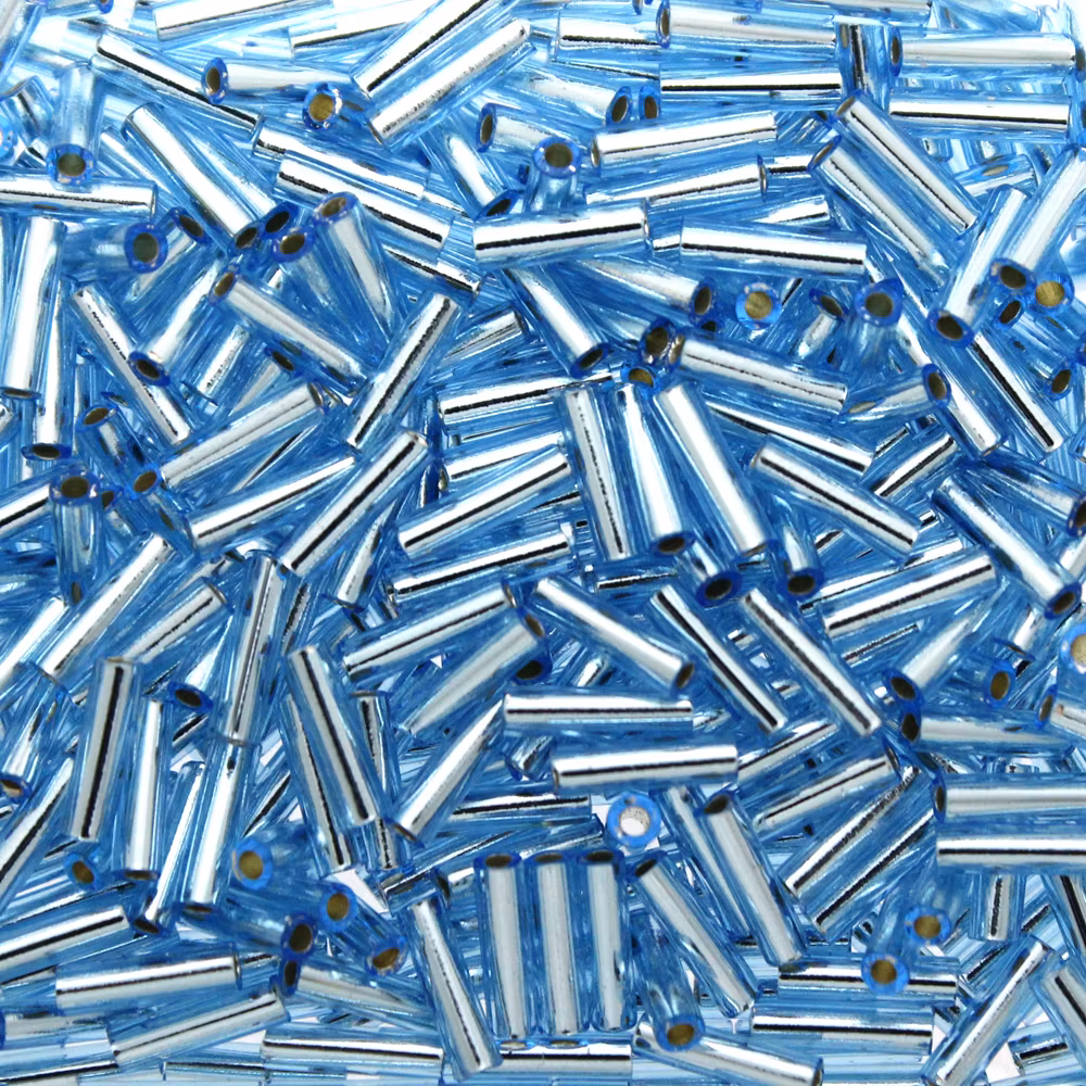 Silverlined Aqua BGL2-0018 Miyuki Bugle Beads 6mm 10g