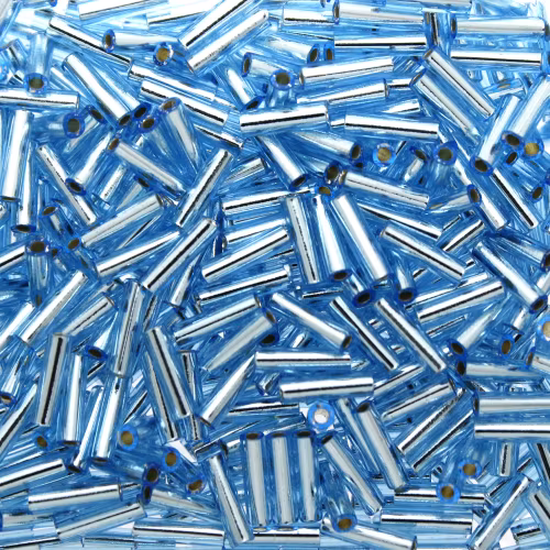 Silverlined Aqua BGL2-0018 Miyuki Bugle Beads 6mm 10g