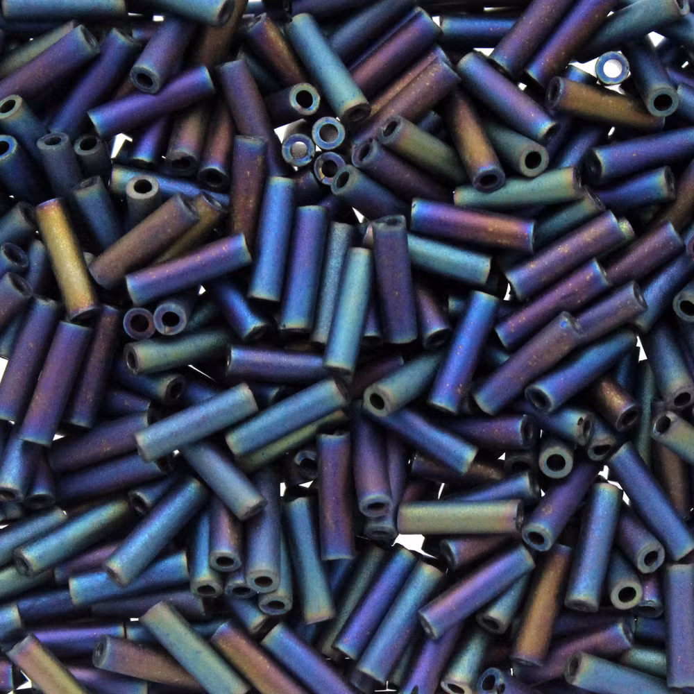 Matte Op Black AB BGL2-0401FR Miyuki Bugle Beads 6mm 10g