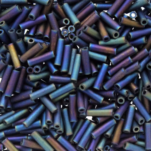 Matte Op Black AB BGL2-0401FR Miyuki Bugle Beads 6mm 10g
