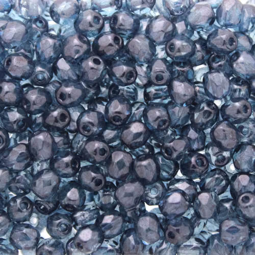 Crystal Blue Luster Fire Polish 4mm 100st